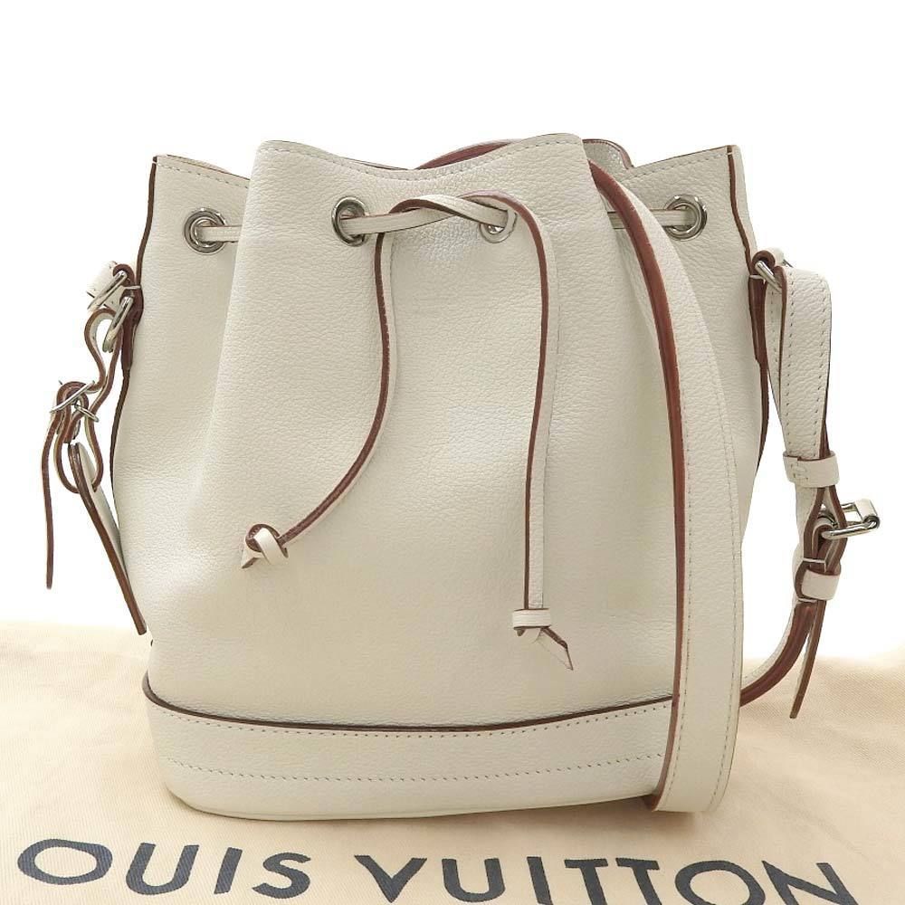 Louis Vuitton Heritage Noe Drawstring Leather BB Shoulder Bag White
